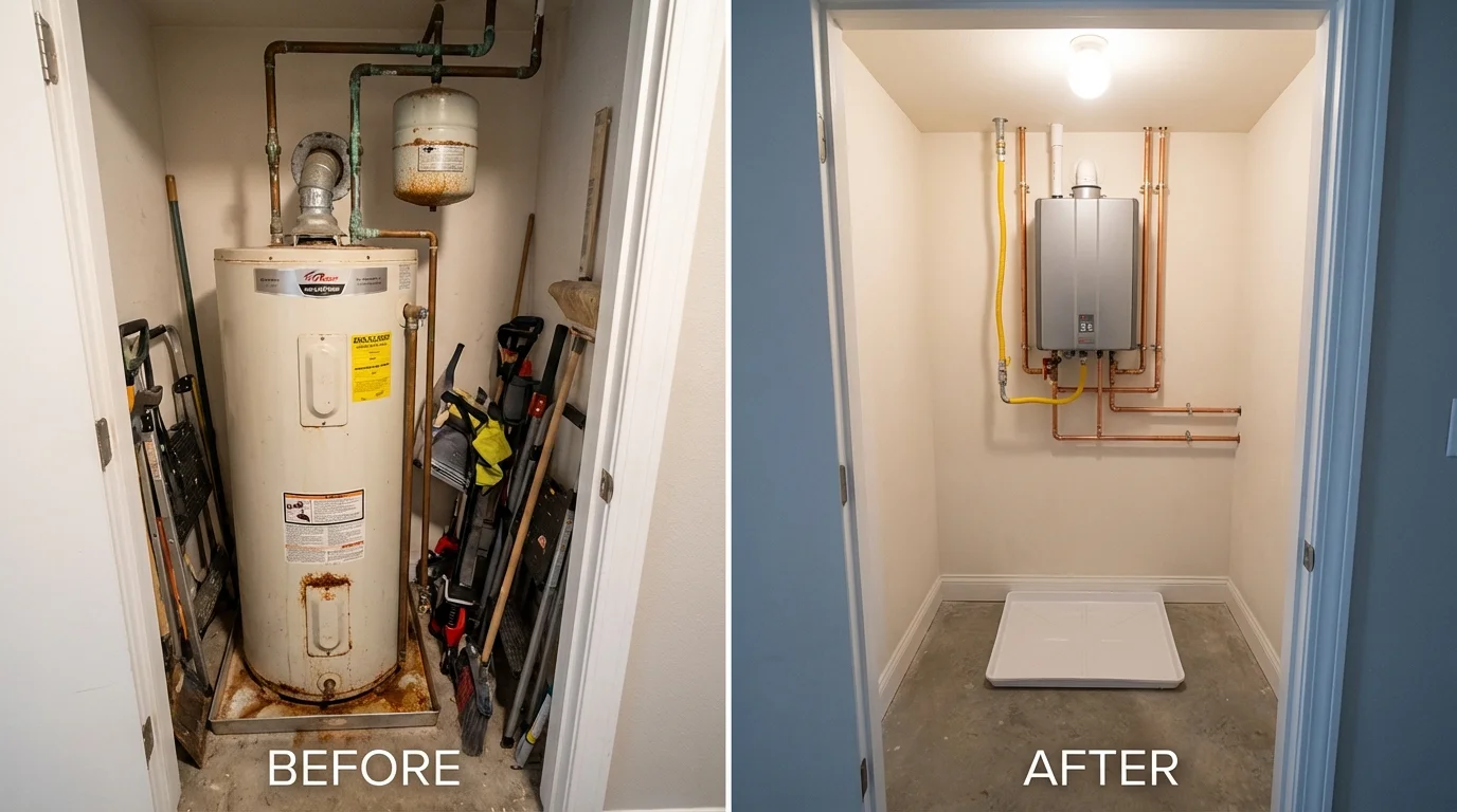 Tank water heater versus wall-mounted tankless unit comparison for Orland, CA homeowners